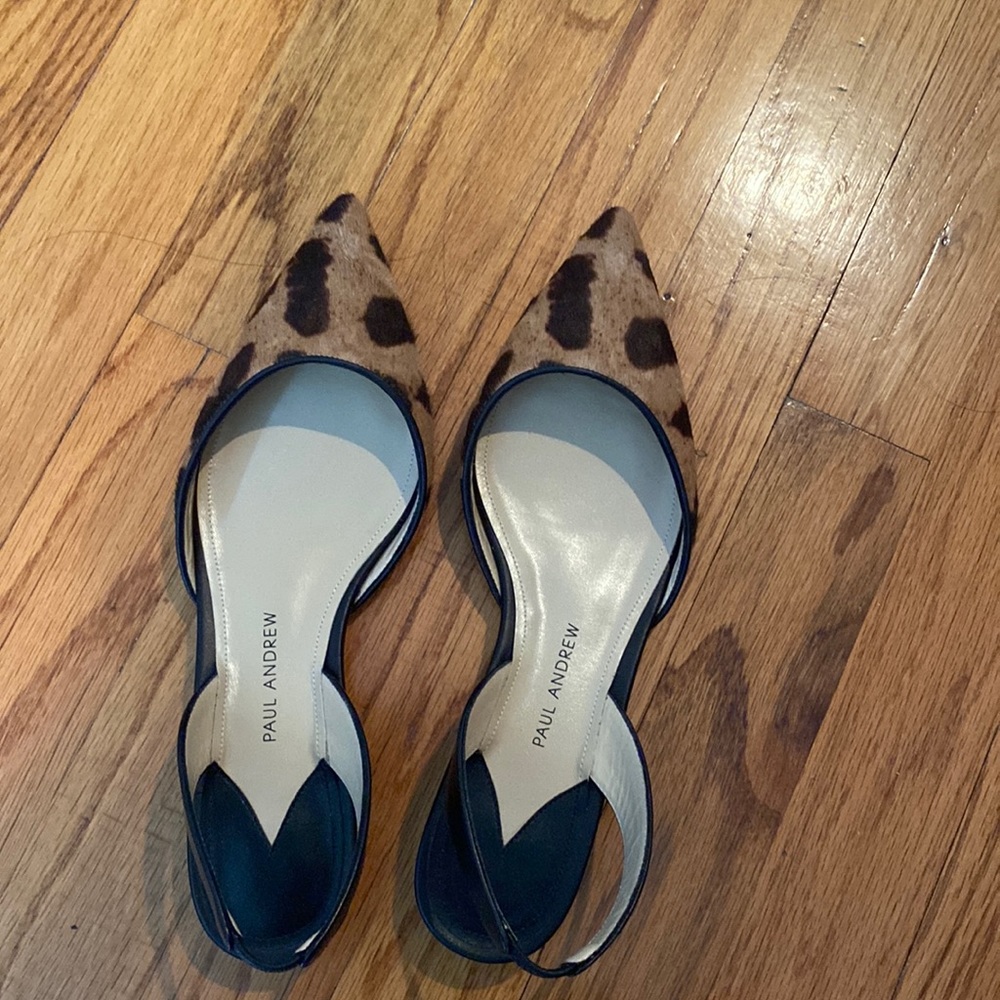 Brand new Paul Andrew leather leopard flats 37